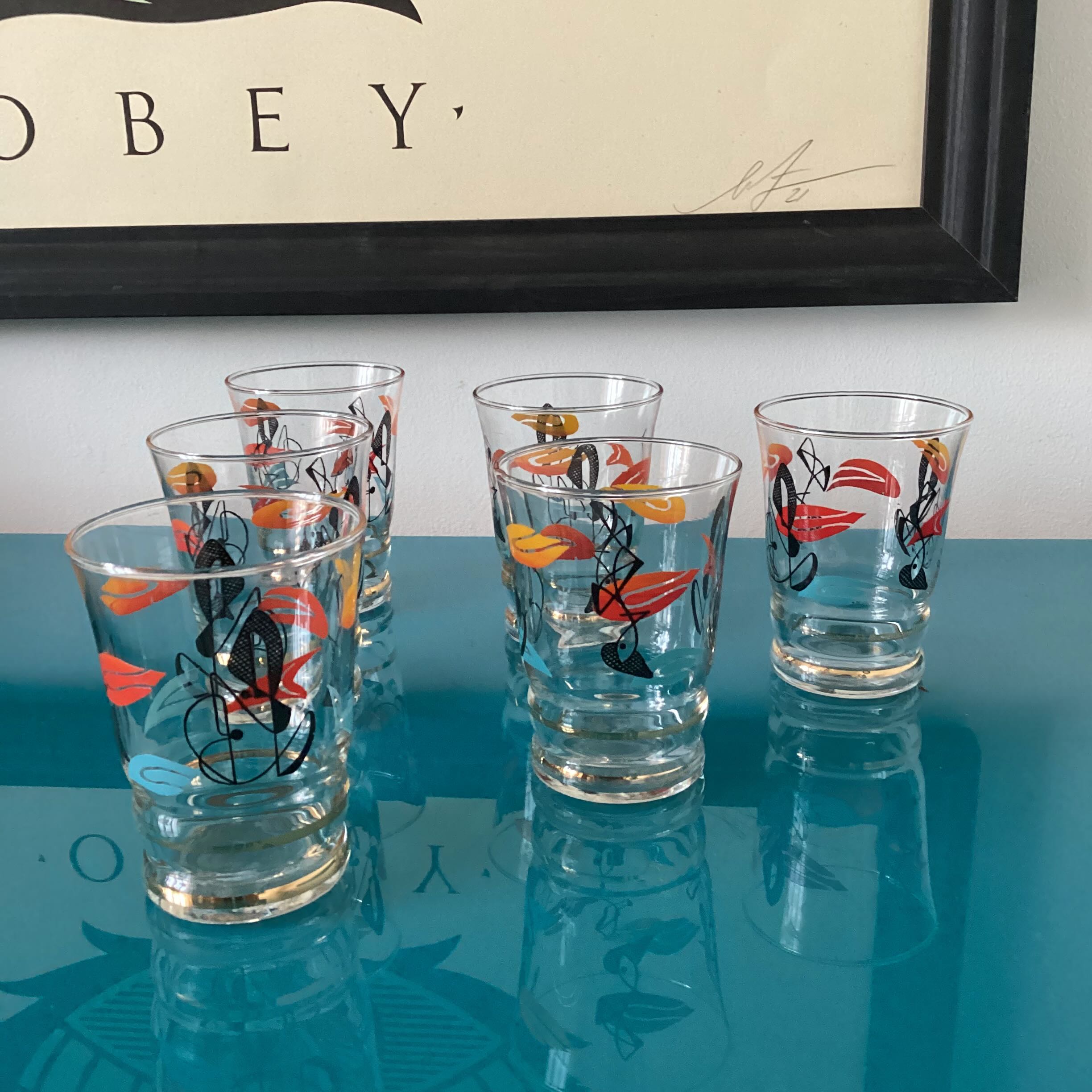 Set of 6 glasses 60s