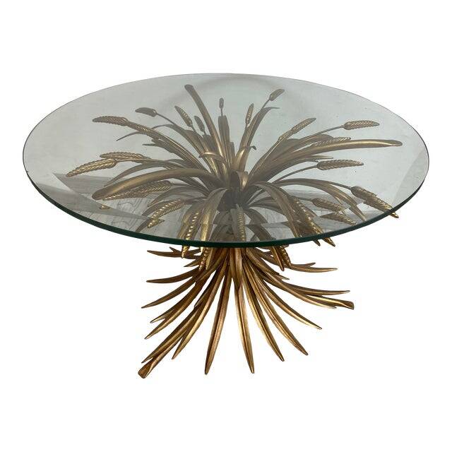 Old gold florentine wrought iron ears cofee table