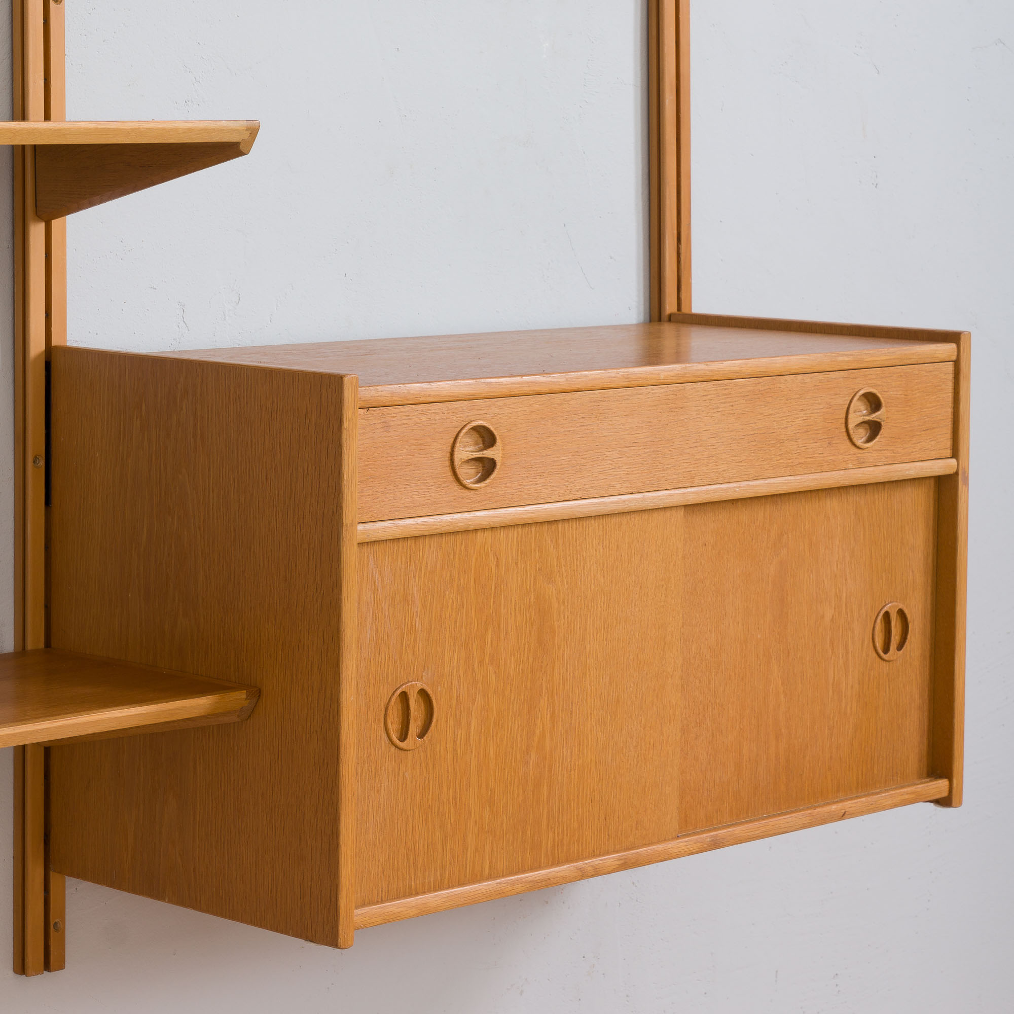 Two-bay oak wall unit by Sven Andersen, Norway 1970