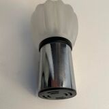 Pair of vintage wall lamps, sandblasted glass and chromed metal, France 1970