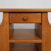 Mid-Century Blonde Oak Side Table, France 1980s
