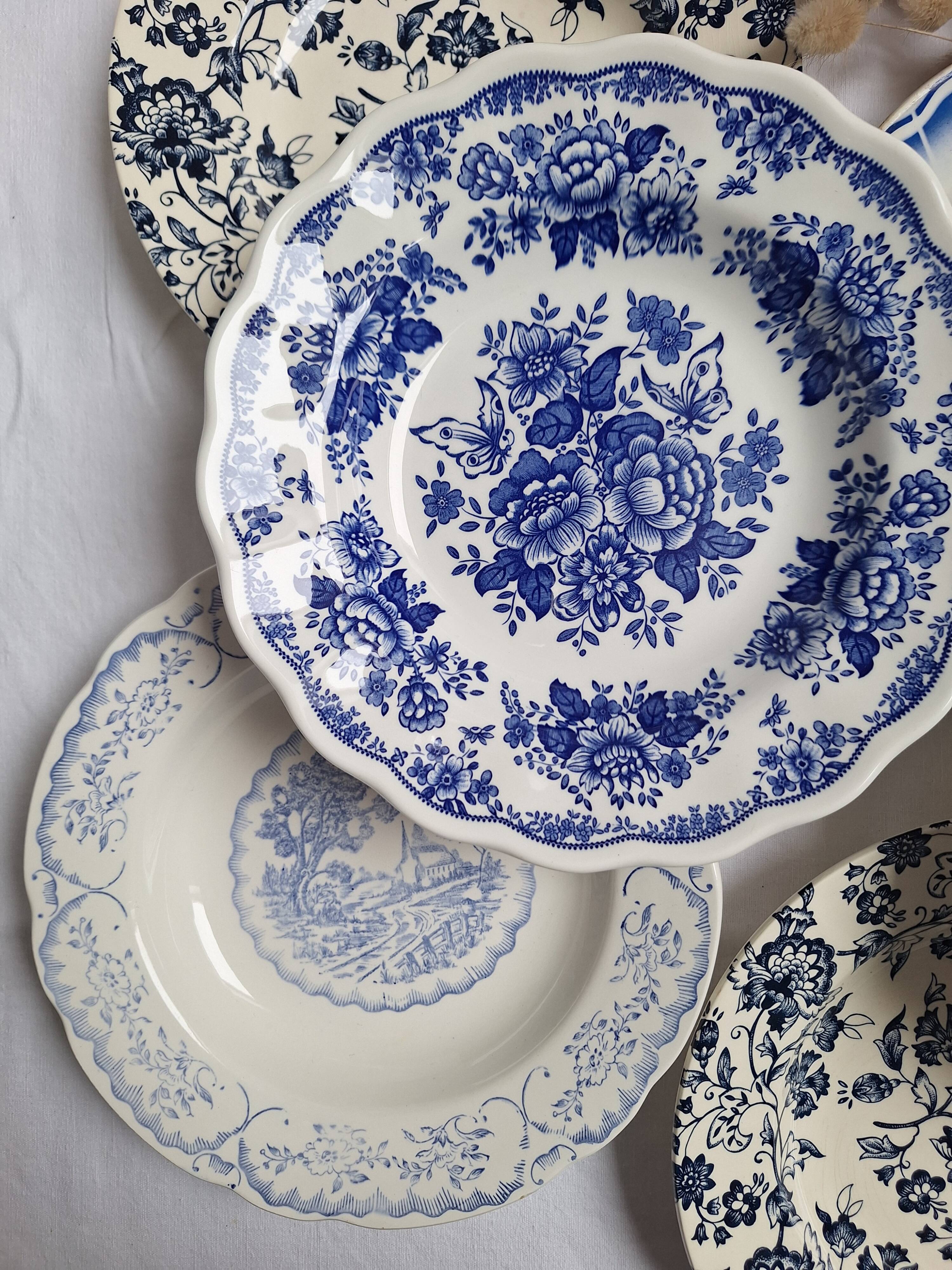 Vintage blue soup plates