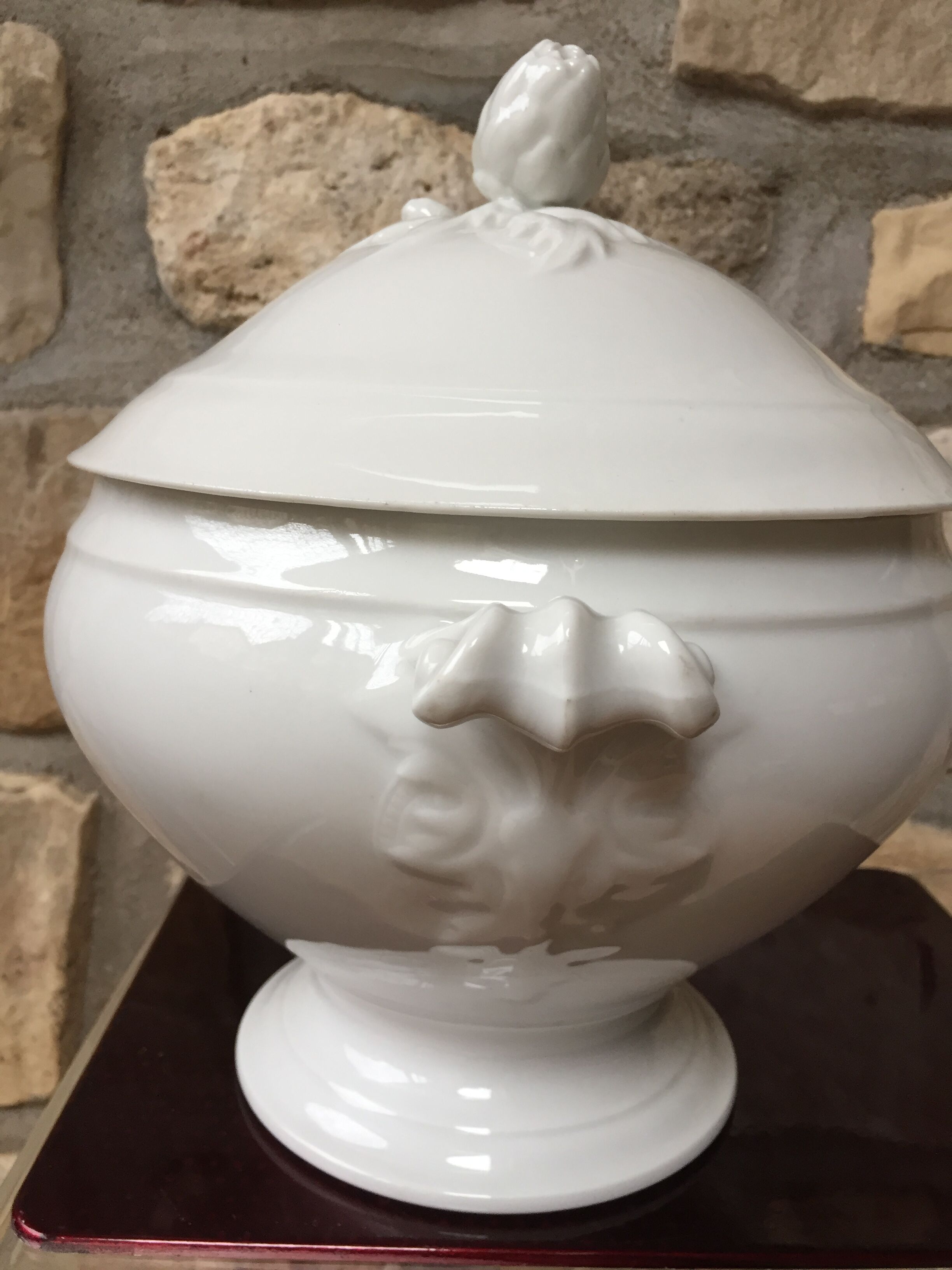 Ancient white porcelain soup tureen