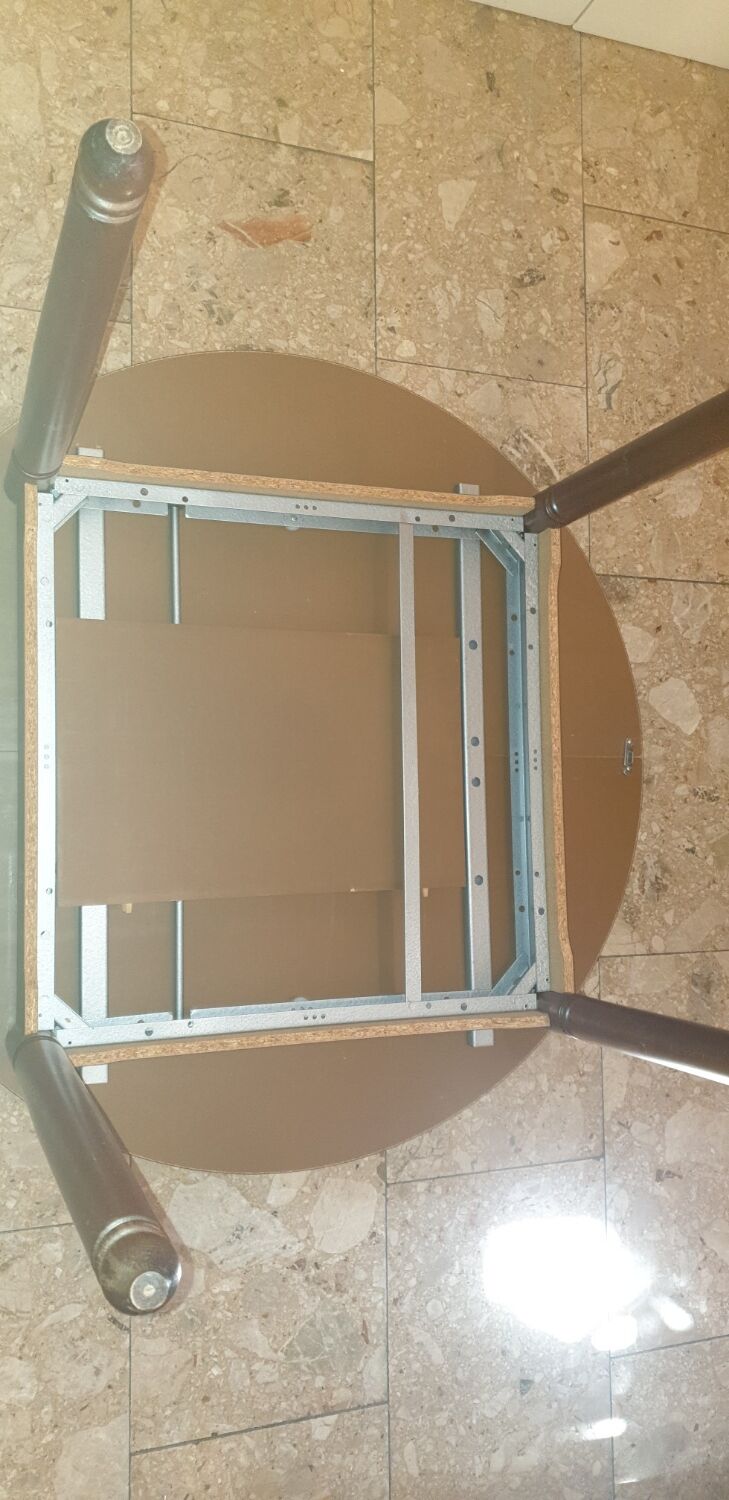 1970s wooden round table