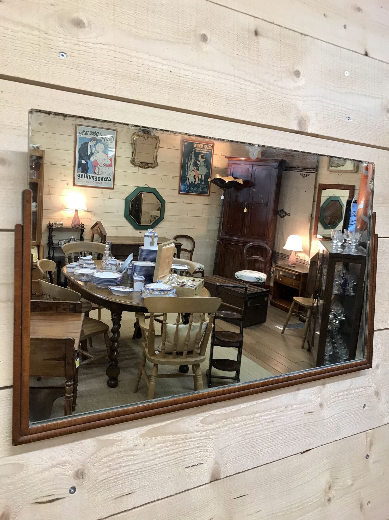 Art Deco mirror in teak from the 1930s