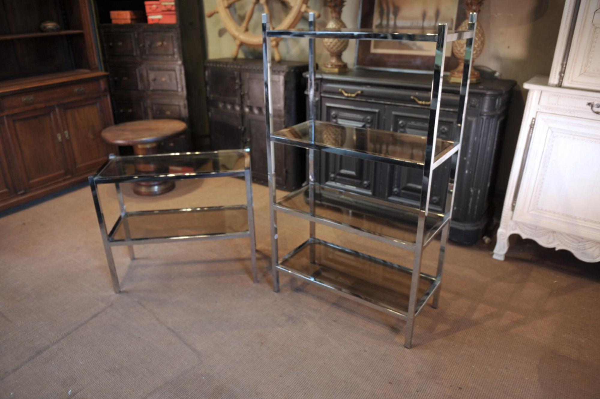 1970 chrome metal design shelf