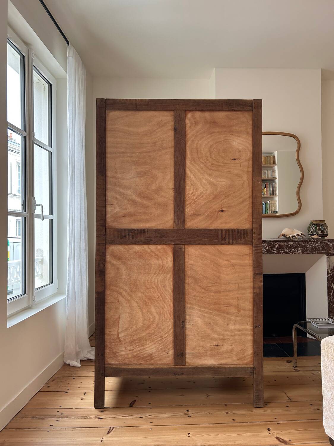 Art Deco style wardrobe in raw oak