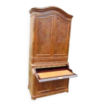 Bureau deux corps bibliothèque d'époque Louis Philippe en noyer du 19e siècle