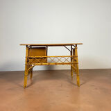 Vintage desk in bamboo and rattan