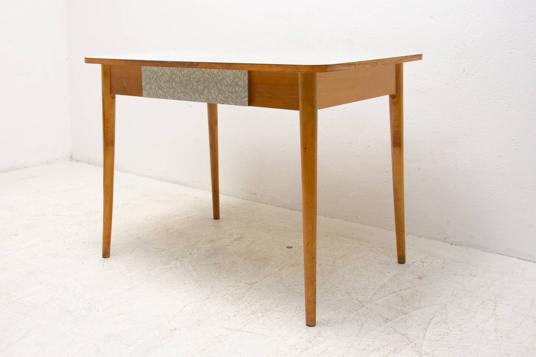 Midcentury formica and wood central table, Czechoslovakia, 1960s
