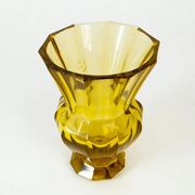 Art Deco vase, yellow crystal, designed by J. Hoffmann, Bohemia, Czechoslovakia, 1930s