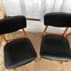Set of 4 Scandinavian teak and black skai chairs