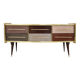 Mid-Century Modern Style Solid Wood and Colored Glass Italian Sideboard