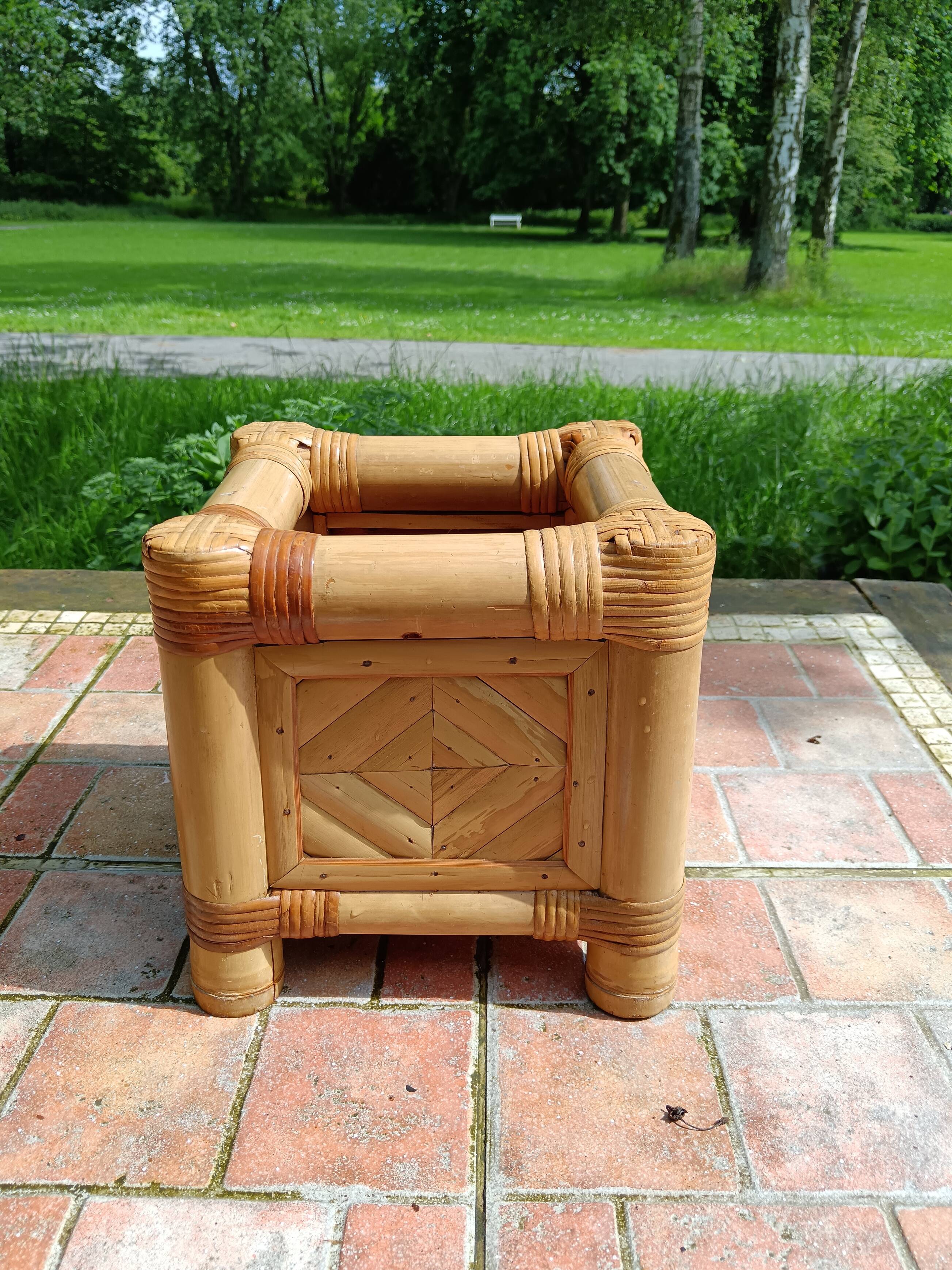 Vintage bamboo plant pot