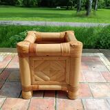 Cache-pot en bambou vintage