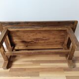 Vintage rustic coffee table in waxed wood and screen printing