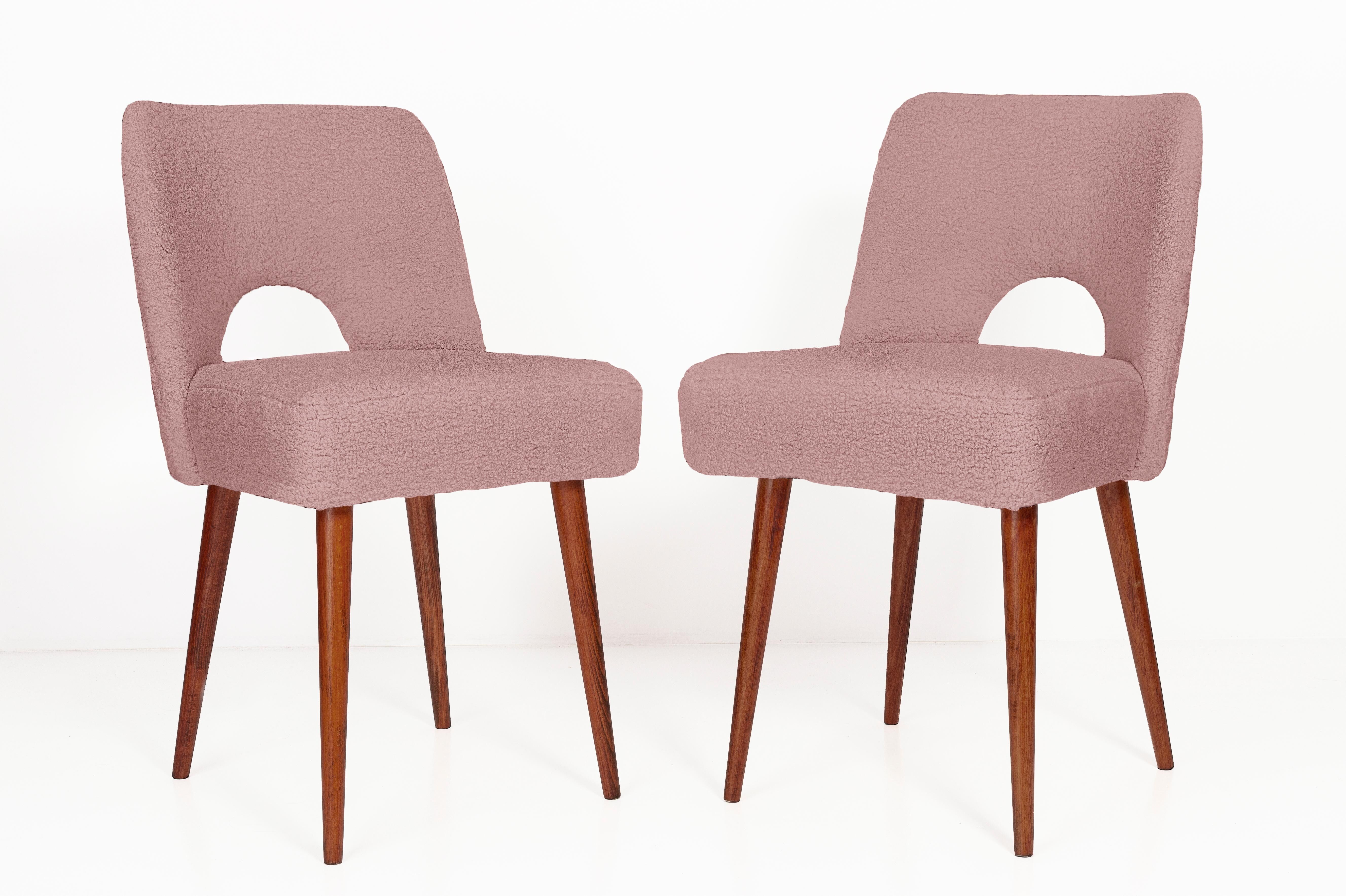 Shell chair in pink boucle, 1960s
