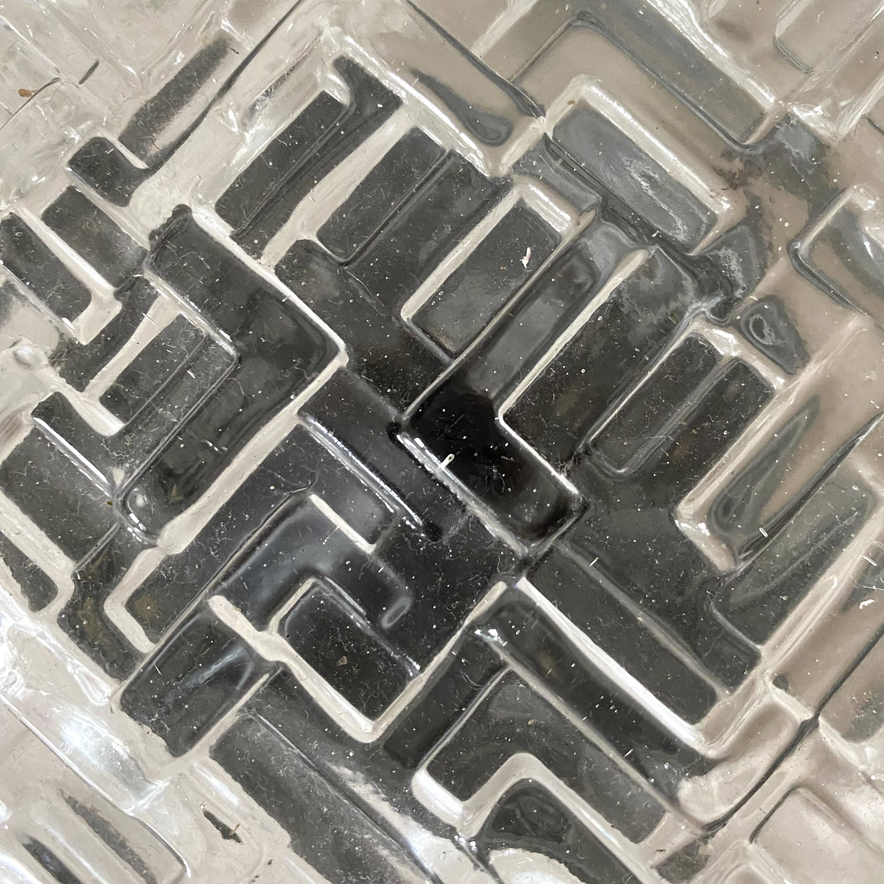 Vintage round ceiling light in molded glass