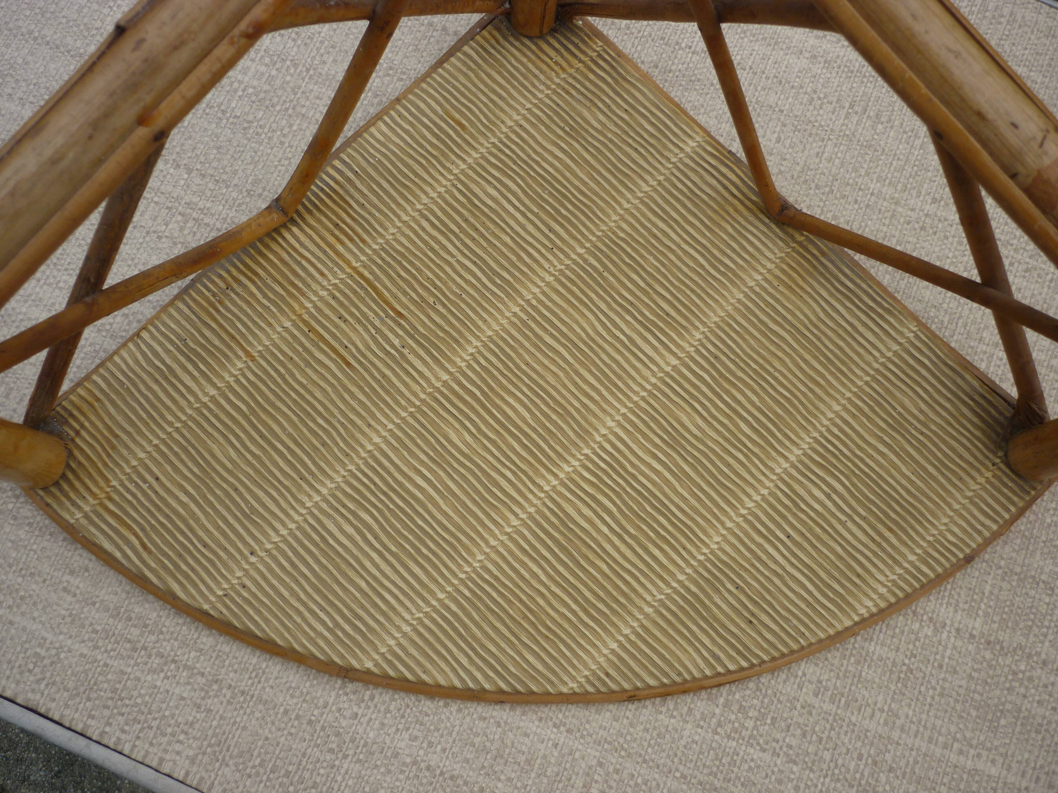 Wooden wall shelf in rattan bamboo