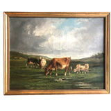 A. Cortaix, Vaches au pré, oil on canvas XIX