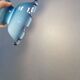 Hanging lamp in double layer opal glass, blue on the outside and white on the inside.