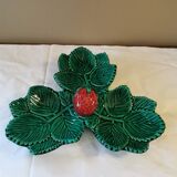 Plat vintage Barbotine fraisier Vallauris.