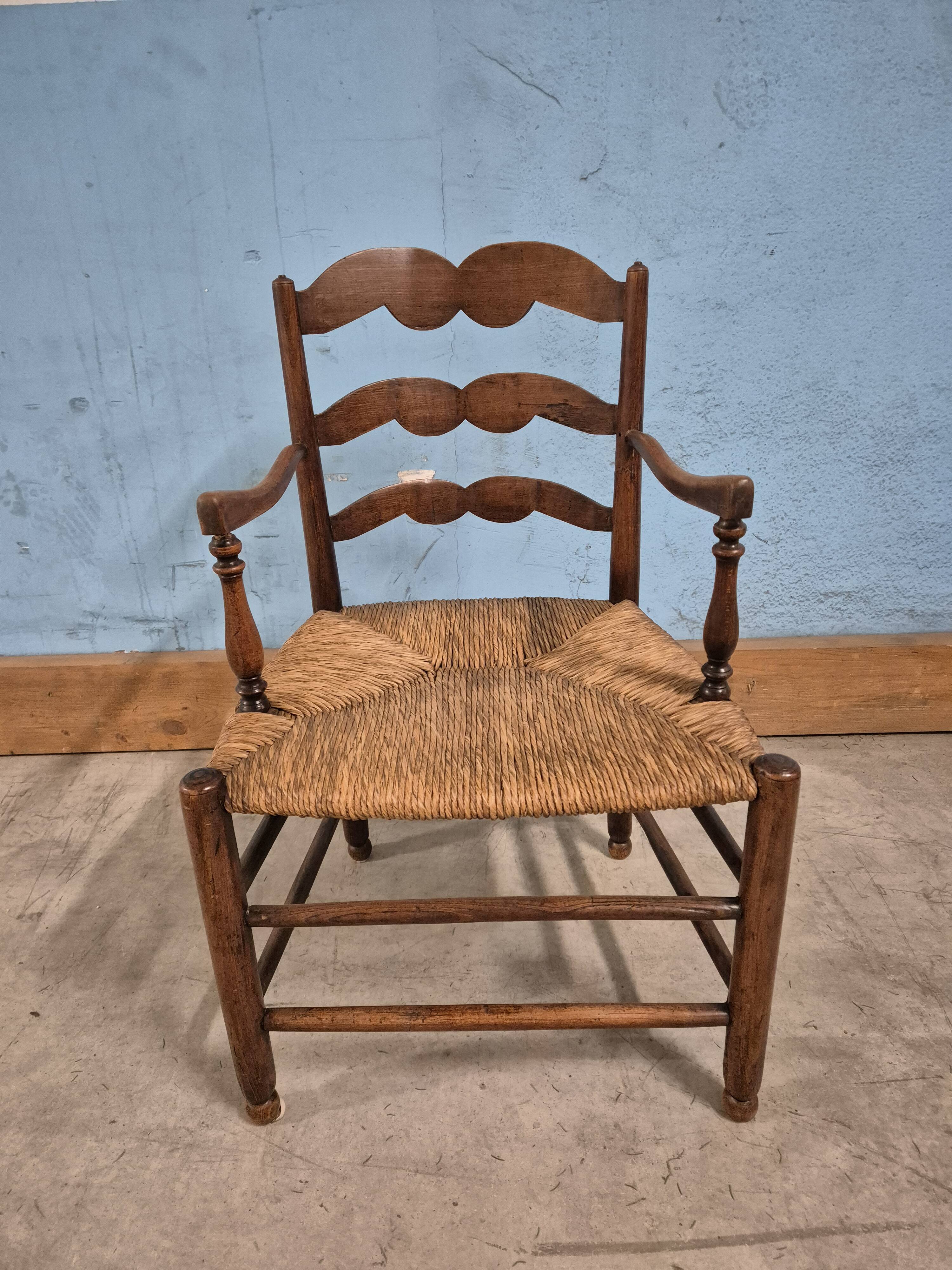 Armchair with straw seat