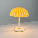 Lampe de table à rayures jaune en verre de murano par dv, 1970