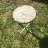 Patinated metal industrial stool
