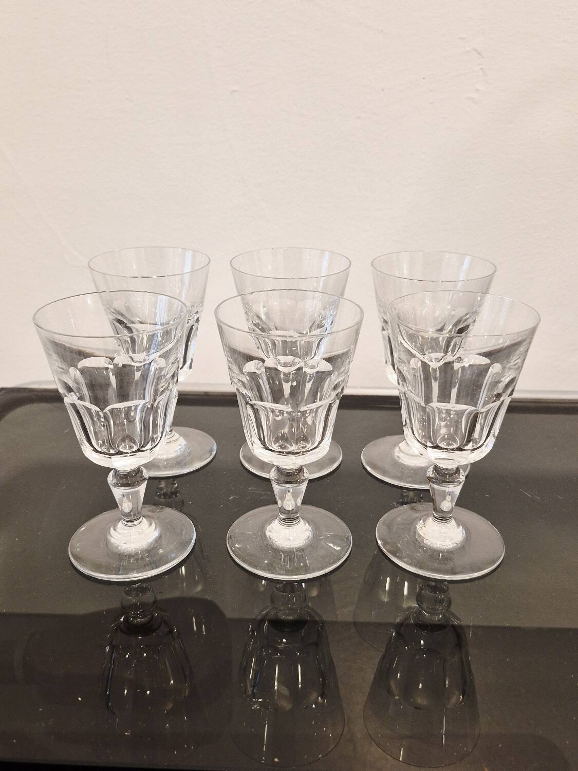 6 crystal glasses stamped Baccarat