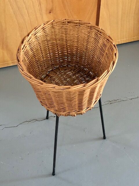 Wicker and wire plant holder