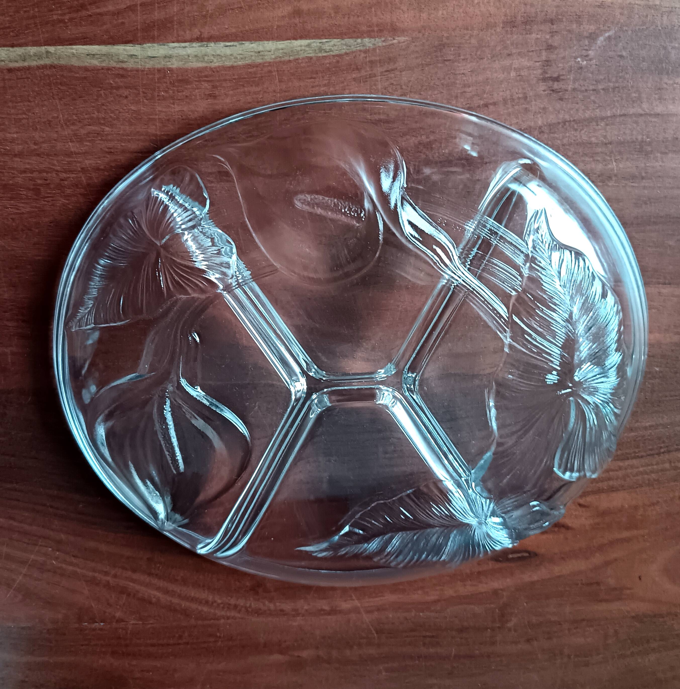 Plar apéritif vintage 4 compartiments verre et métal doré