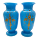 Pair of blue opaline vases