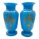 Pair of blue opaline vases