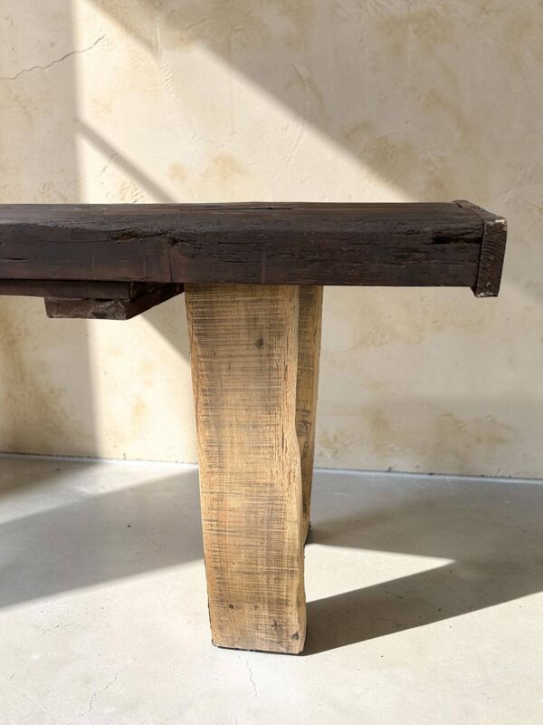 Ancien établi en chêne massif restauré — Console XXL