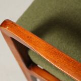 Fauteuil vintage avec coussins et boucles vertes en bois, 1980