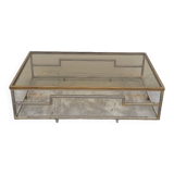Rectangular coffee table in brass and chromed metal 1970 design