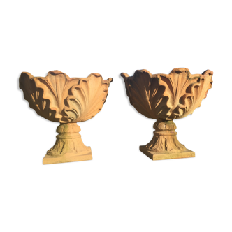 Garden urns imitating fiberglass terracotta, 20th century