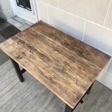 Old farm dining table, solid wood and black foot