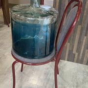 Large blue glass Dame Jeanne vase H45cm