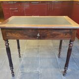 Side table with drawer and leather top