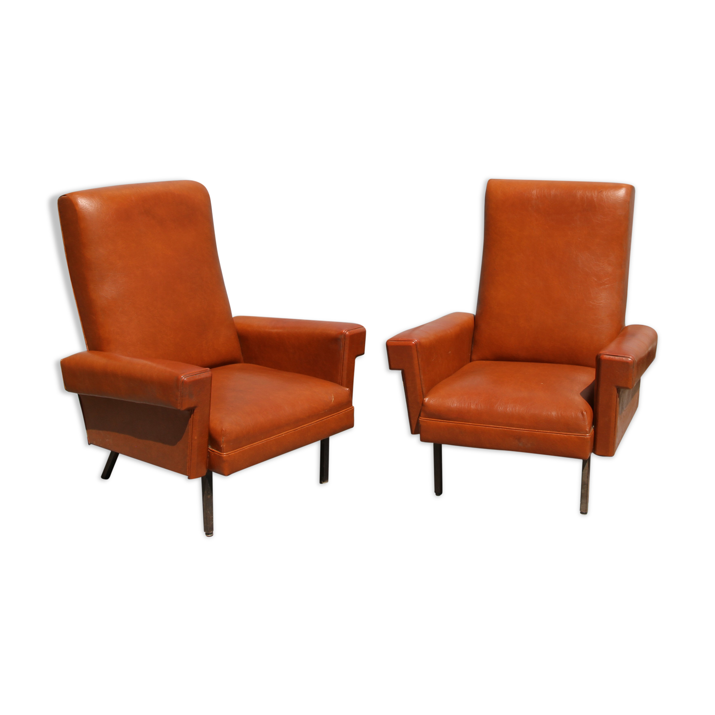 Pair of armchairs in skai, 20th century
