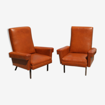 Pair of armchairs in skai, 20th century