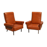 Pair of armchairs in skai, 20th century