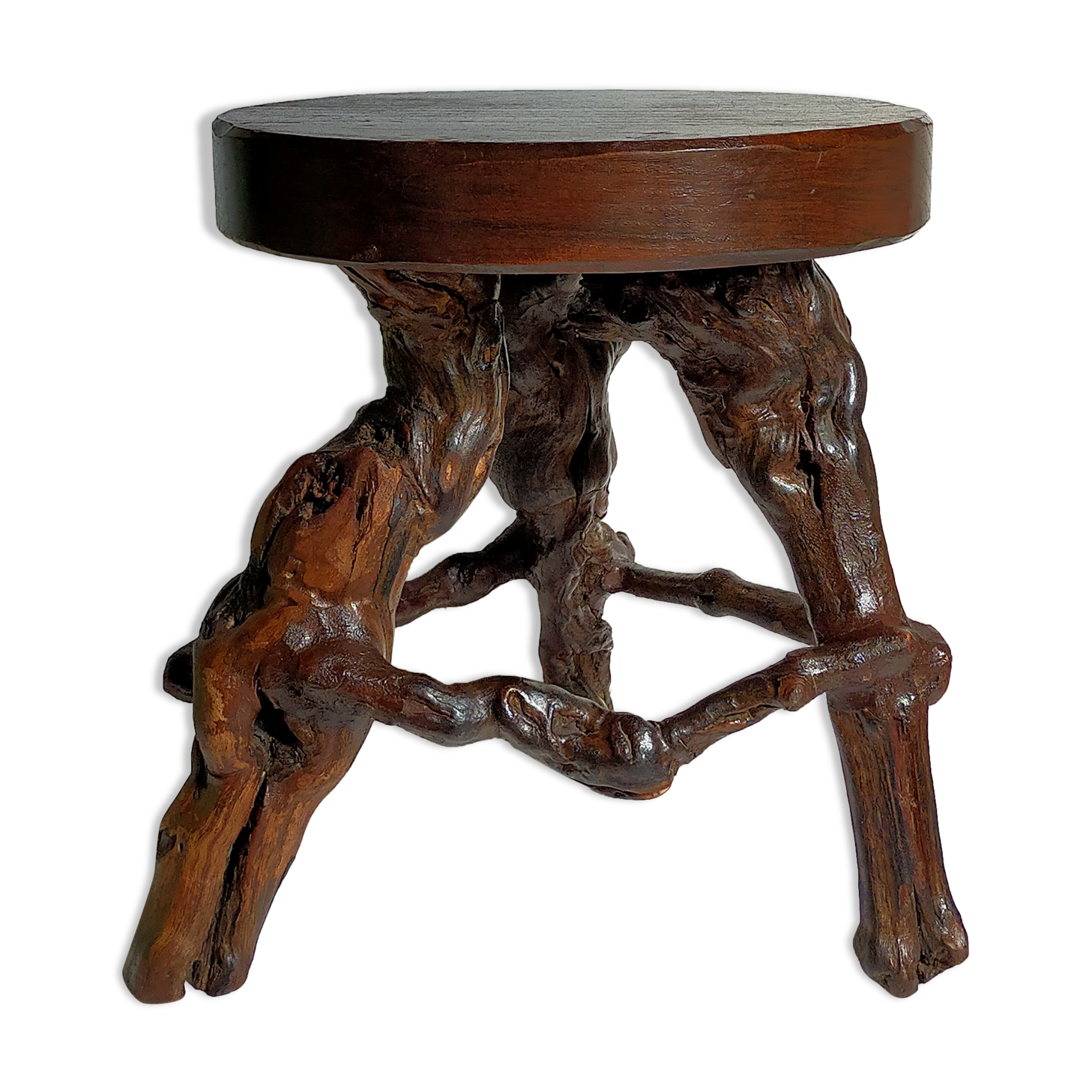 Tripod stool Art-popular vines, solid wood top