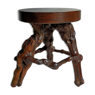 Tripod stool Art-popular vines, solid wood top