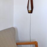 Scandinavian modern danish wall light in teak, brass and opaline glass, 1960s