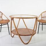Set de 3 chaises + table en bambou par Alan Fuchs pour Uluv, 60s