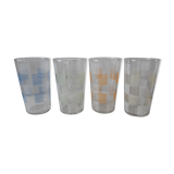 Set of 4 large colored water glasses 70s
