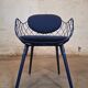Magis Piña blue chair with metal frame and padded seat